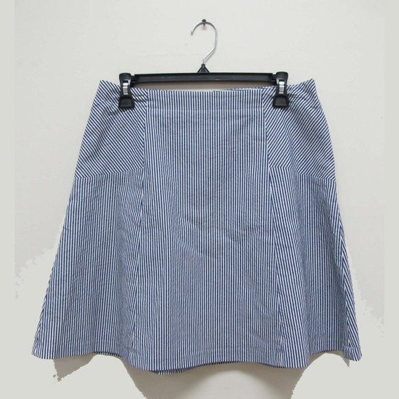 Ann Taylor LOFT A-line Blue Striped Skirt Size 8 - Picture 1 of 5